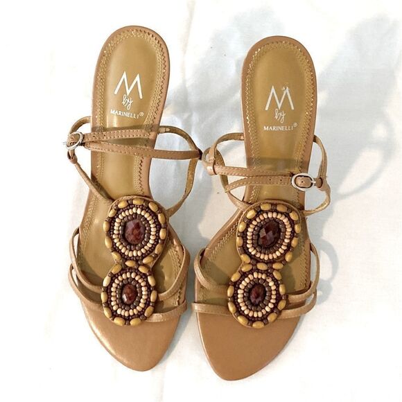 M by Marinelli Riona Beaded Heeled Sandals - Picture 1 of 8